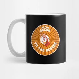 Captain Bacon to the Rescue - Funny Retro BBQ Barbecue Mug